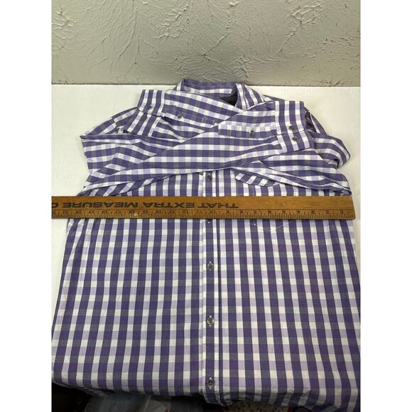 Kenneth Cole Reaction Purple White Check Button Long Sleeve Shirt Size Medium - Picture 5 of 5